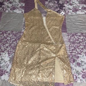 Mini Gold Sequin Party Dress